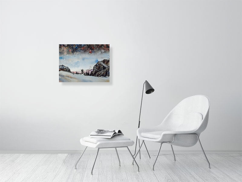 Scenic Canvas Fine Art Print, Mountain Landscape Decor, Starry Night Artwork, Nature Lover Gift, Home Interior Accent, Holiday Decoration