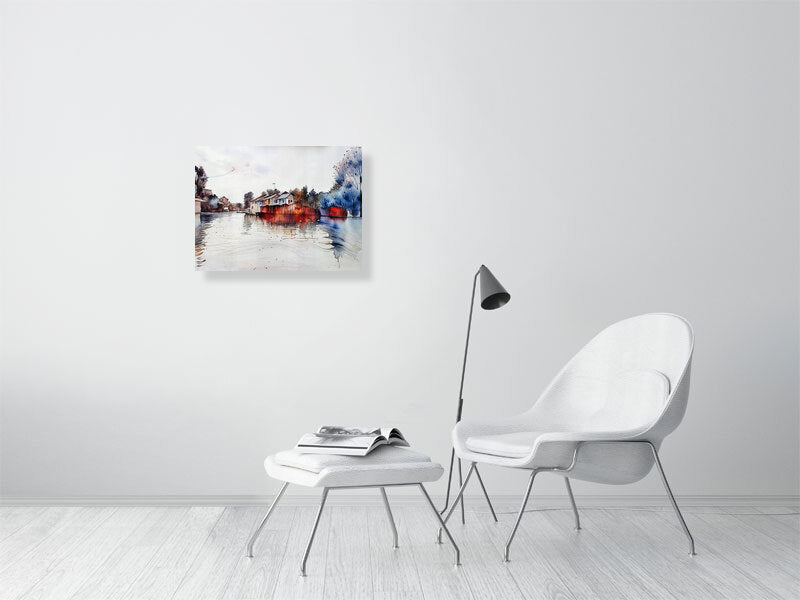 Fine Art Print, Colorful River Scene Wall Decor, Home Office Art, Gift for Art Lovers, Unique Home Decor, Landscape Artwork