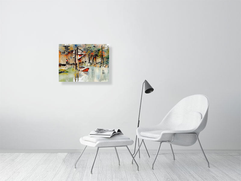 Serene Landscape Fine Art Print, Boat Print for Home Decor, Gift for Nature Lovers, Tranquil Artwork, Perfect for Living Room