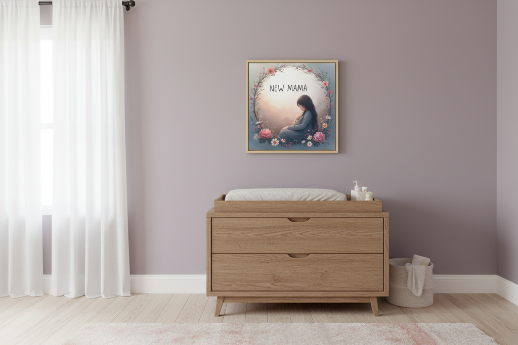 New Mama Canvas Wall Art - Floral Nursery Decor & Mother's Day Gift