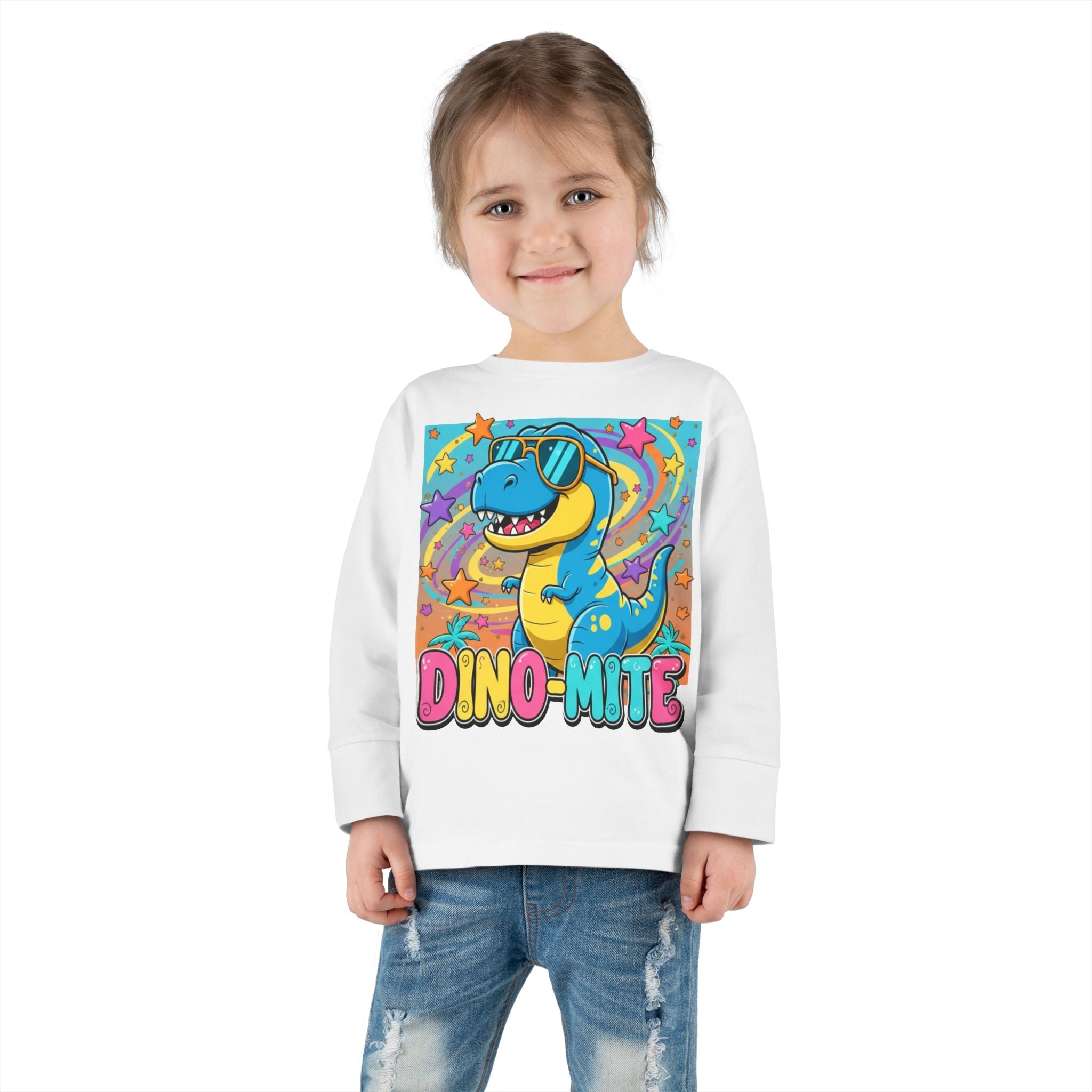 Dino Mite Kids Resilient Slogan Toddler Long Sleeve Tee | Cute Dinosaur Design