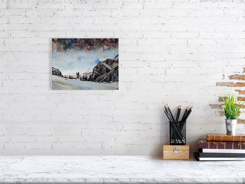 Scenic Canvas Fine Art Print, Mountain Landscape Decor, Starry Night Artwork, Nature Lover Gift, Home Interior Accent, Holiday Decoration