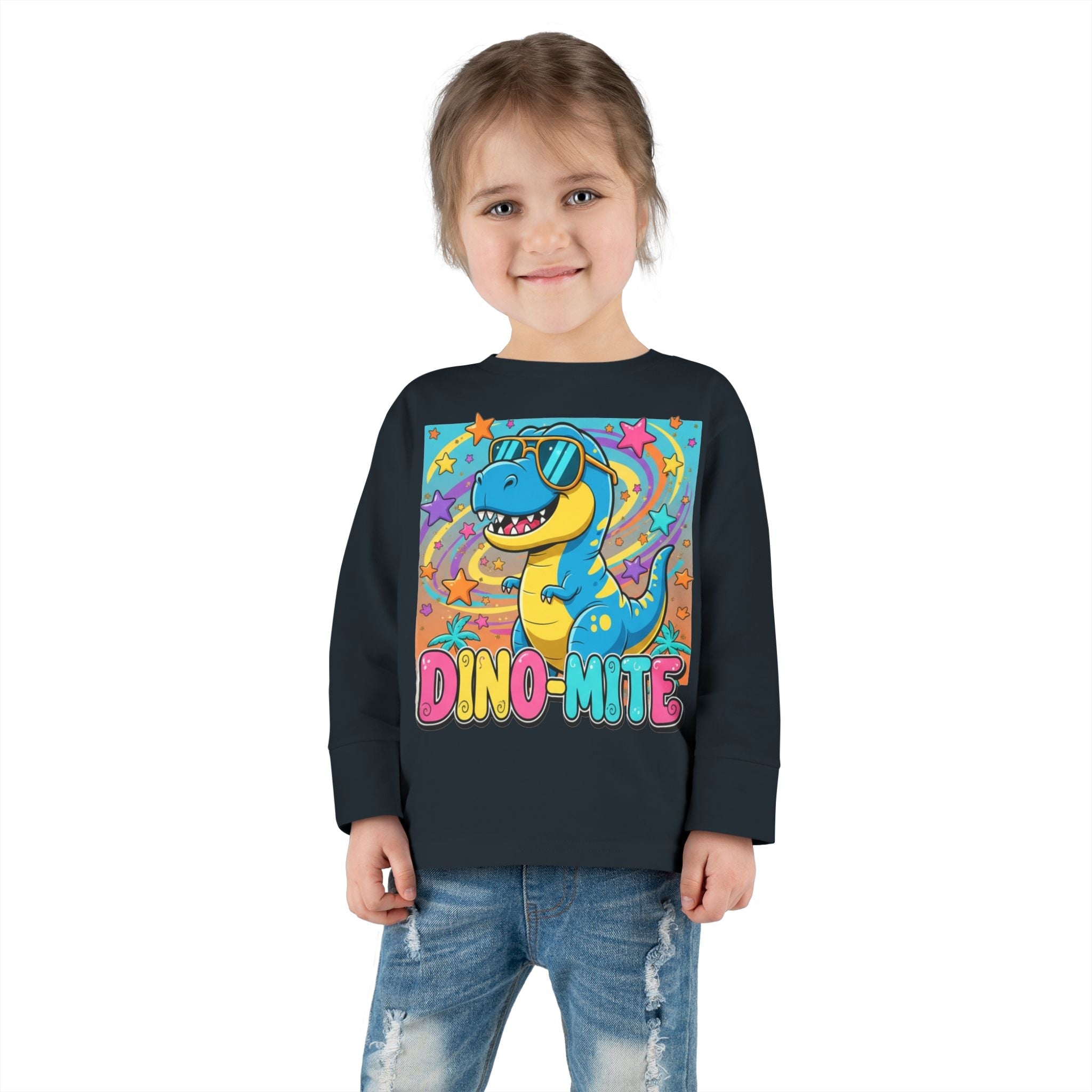 Dino Mite Kids Resilient Slogan Toddler Long Sleeve Tee | Cute Dinosaur Design