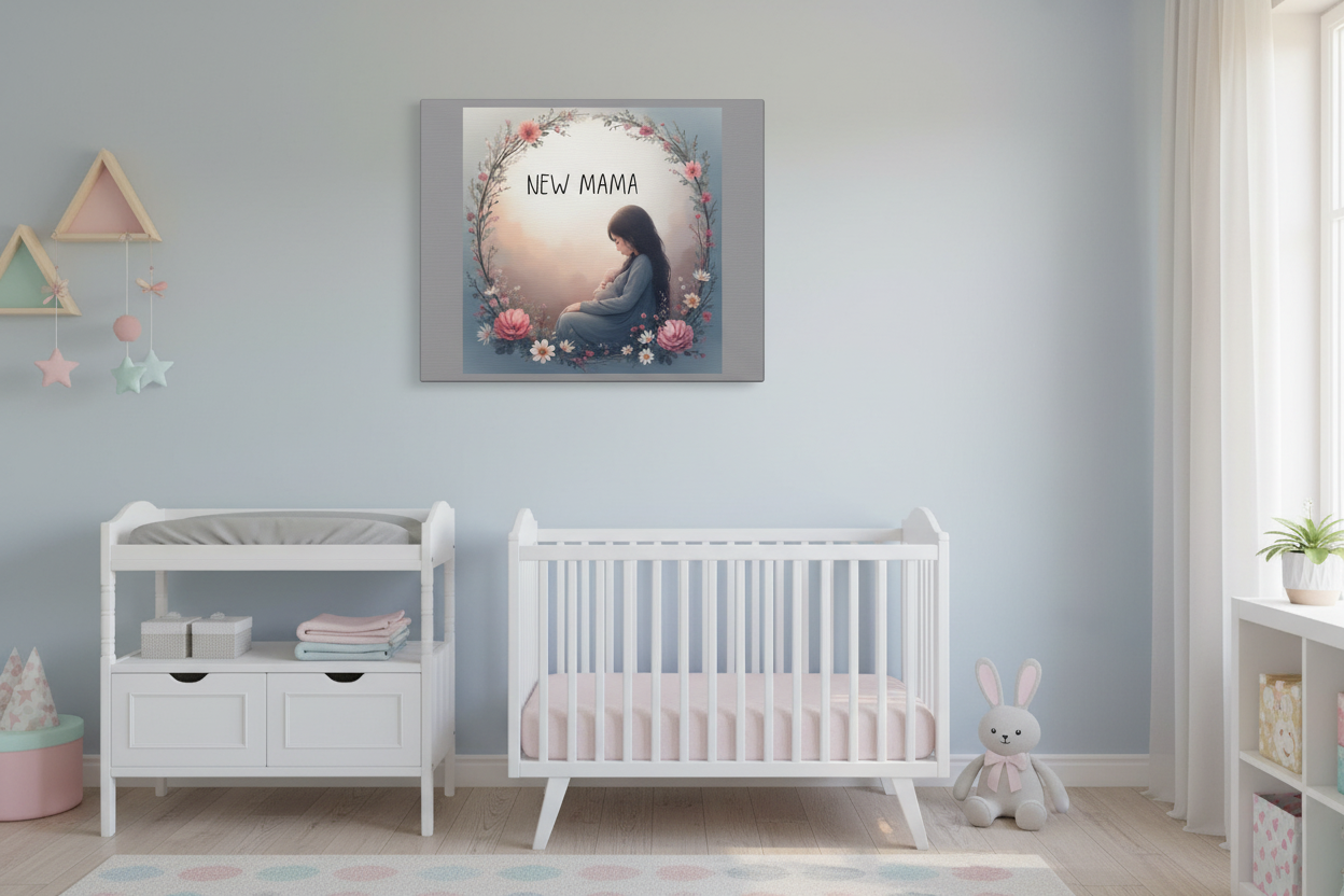 New Mama Canvas Wall Art - Floral Nursery Decor & Mother's Day Gift