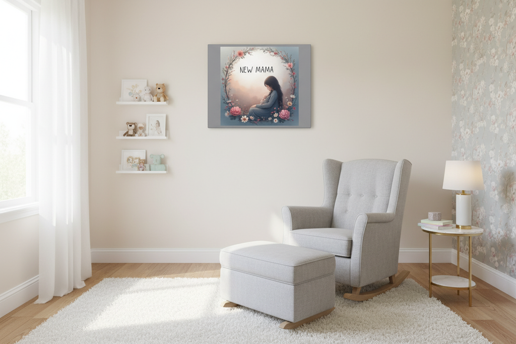 New Mama Canvas Wall Art - Floral Nursery Decor & Mother's Day Gift