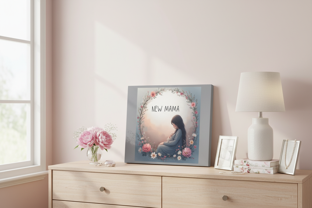 New Mama Canvas Wall Art - Floral Nursery Decor & Mother's Day Gift