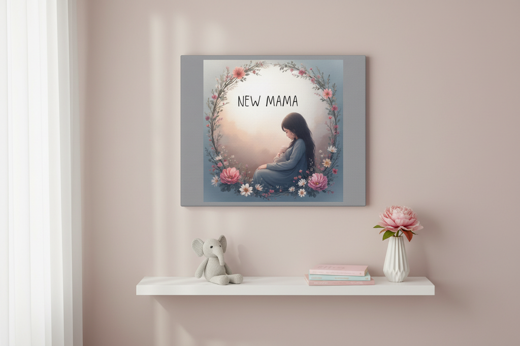 New Mama Canvas Wall Art - Floral Nursery Decor & Mother's Day Gift