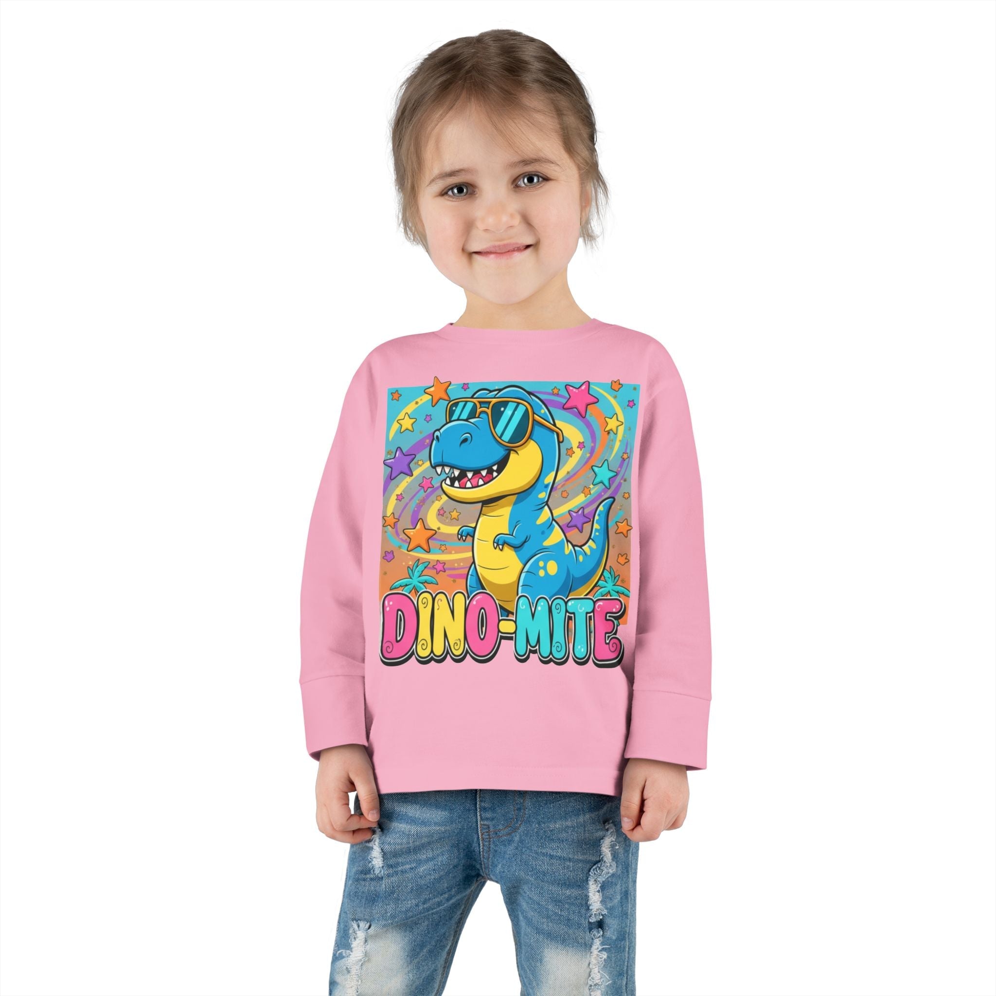 Dino Mite Kids Resilient Slogan Toddler Long Sleeve Tee | Cute Dinosaur Design