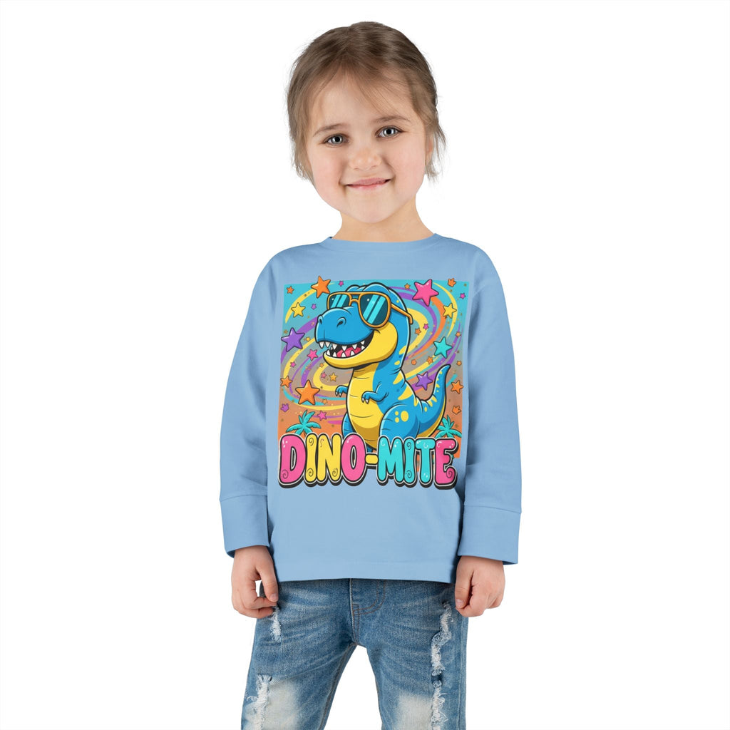 Dino Mite Kids Resilient Slogan Toddler Long Sleeve Tee | Cute Dinosaur Design