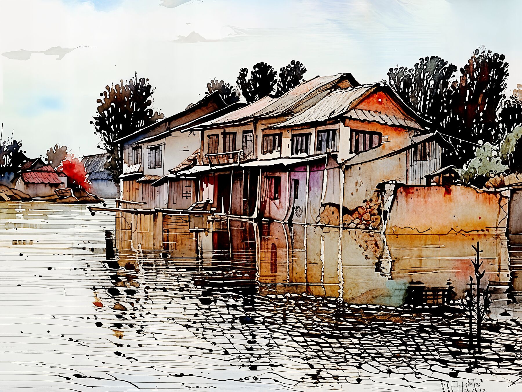 Artistic Fine Art Print Wall Decor, Vintage Landscape Art, Home Gallery Piece, Gift for Art Lovers, Watercolor House Print