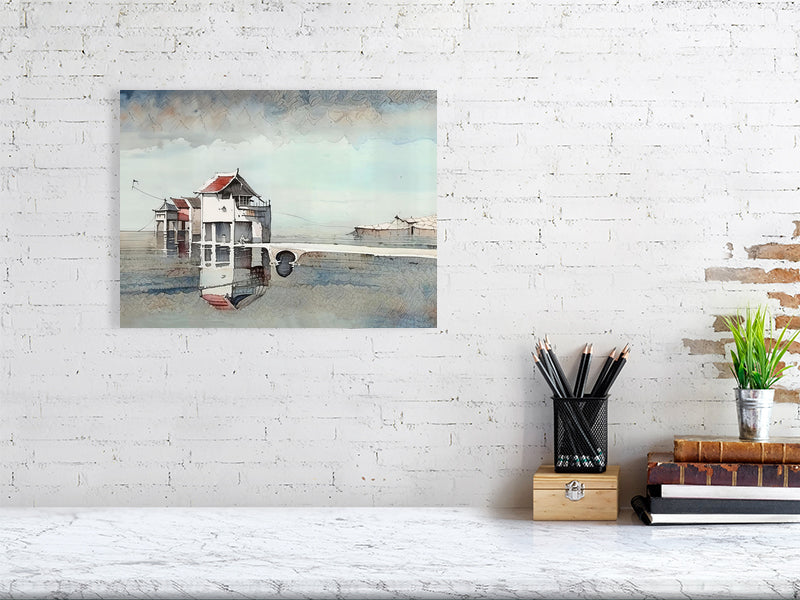 Watercolor Coastal Fine Art Wall Print, Beach Home Decor, Matte Canvas Print, Nautical Gift, Seaside Wall Decor, Summer Vibes