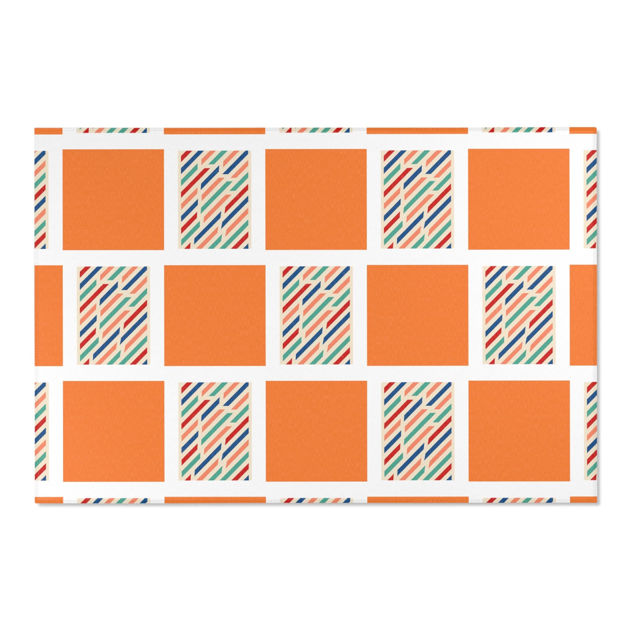 Vibrant Geometric Area Rug - Soft Chenille Home Decor Rug