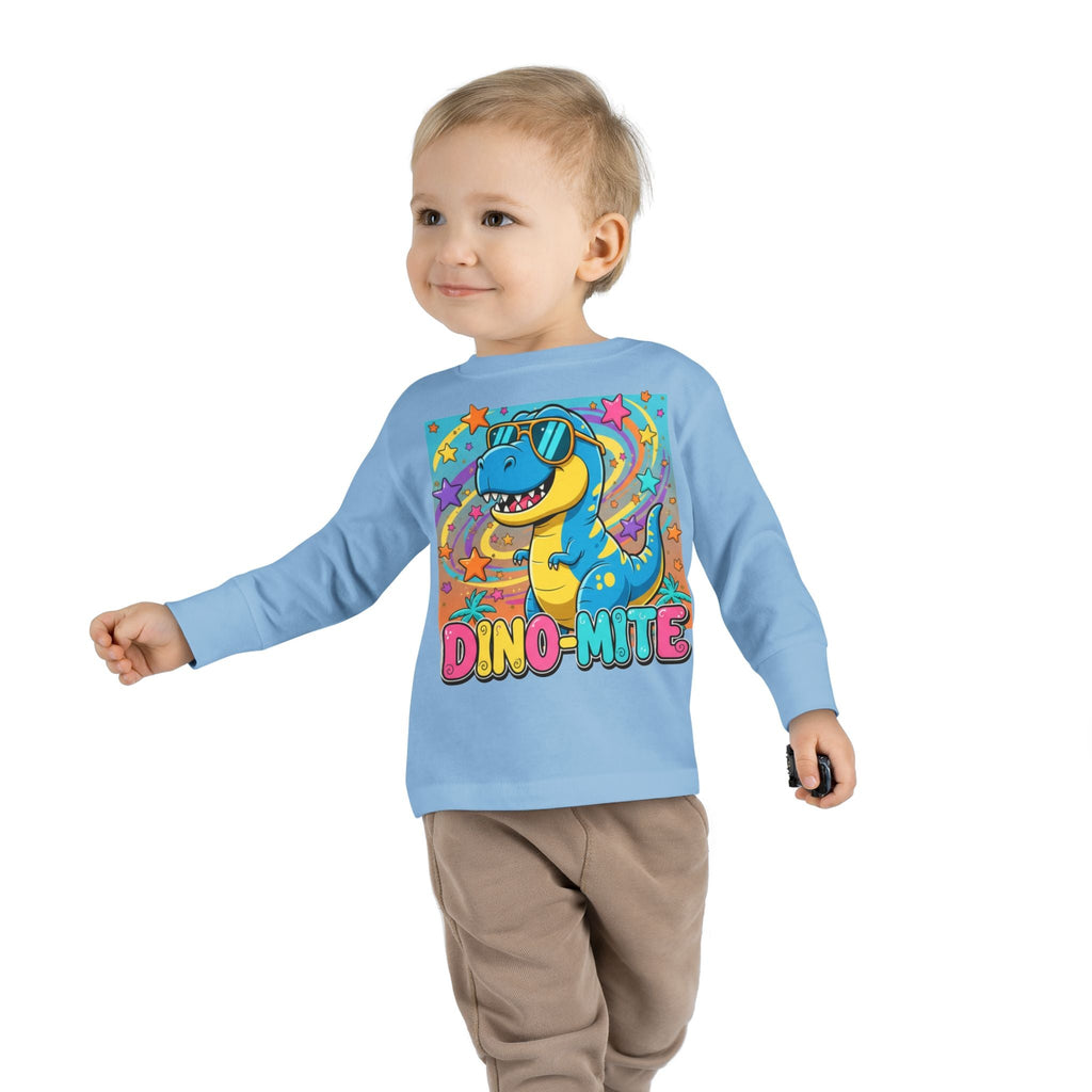 Dino Mite Kids Resilient Slogan Toddler Long Sleeve Tee | Cute Dinosaur Design