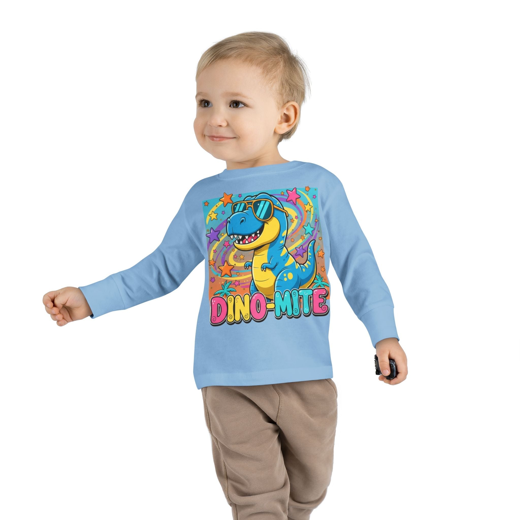 Dino Mite Kids Resilient Slogan Toddler Long Sleeve Tee | Cute Dinosaur Design