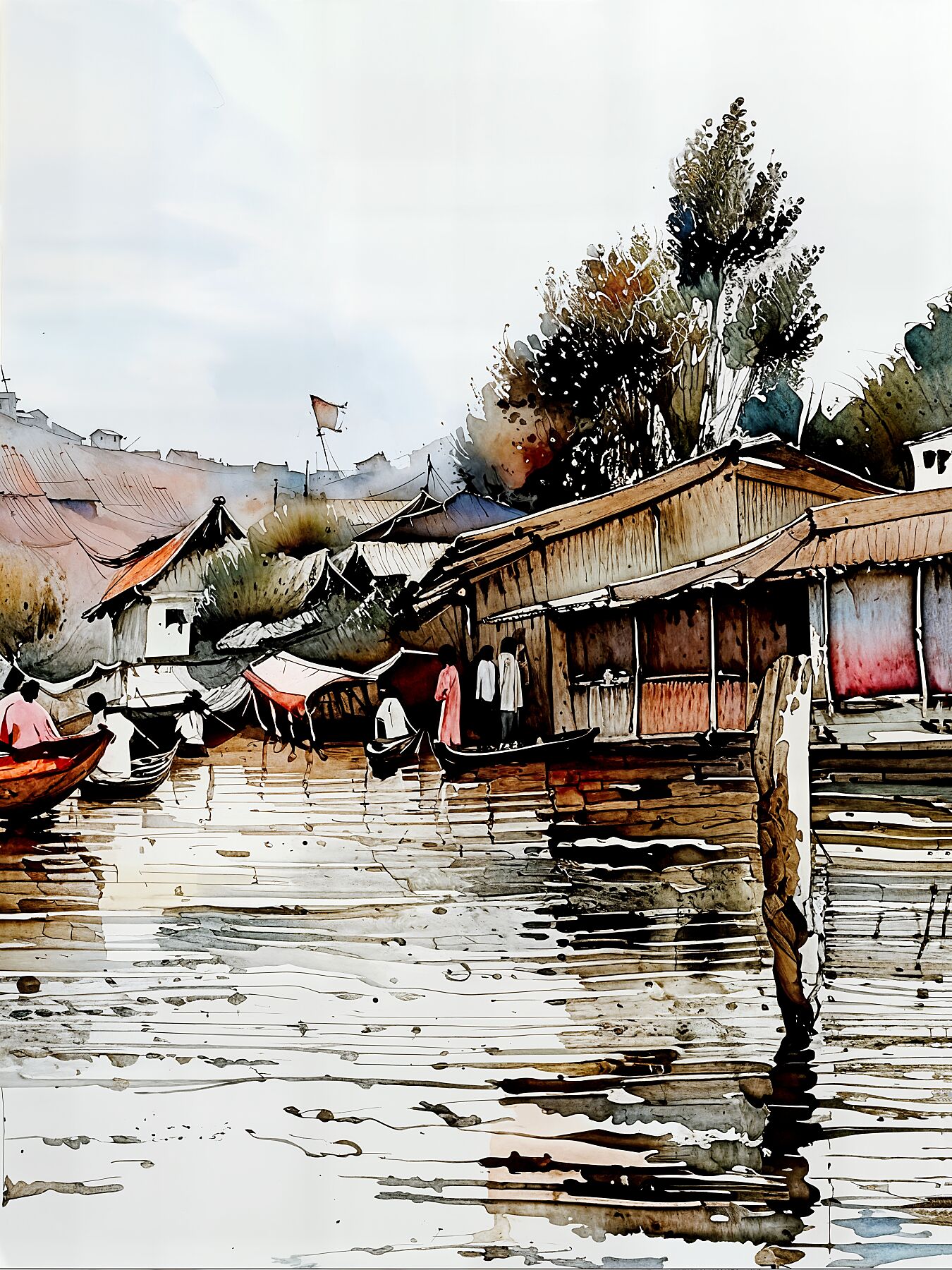 Elegant Watercolor Landscape Fine Art Print, Home Decor, Wall Art, Gift, Office Decoration, Art for Nature Lovers