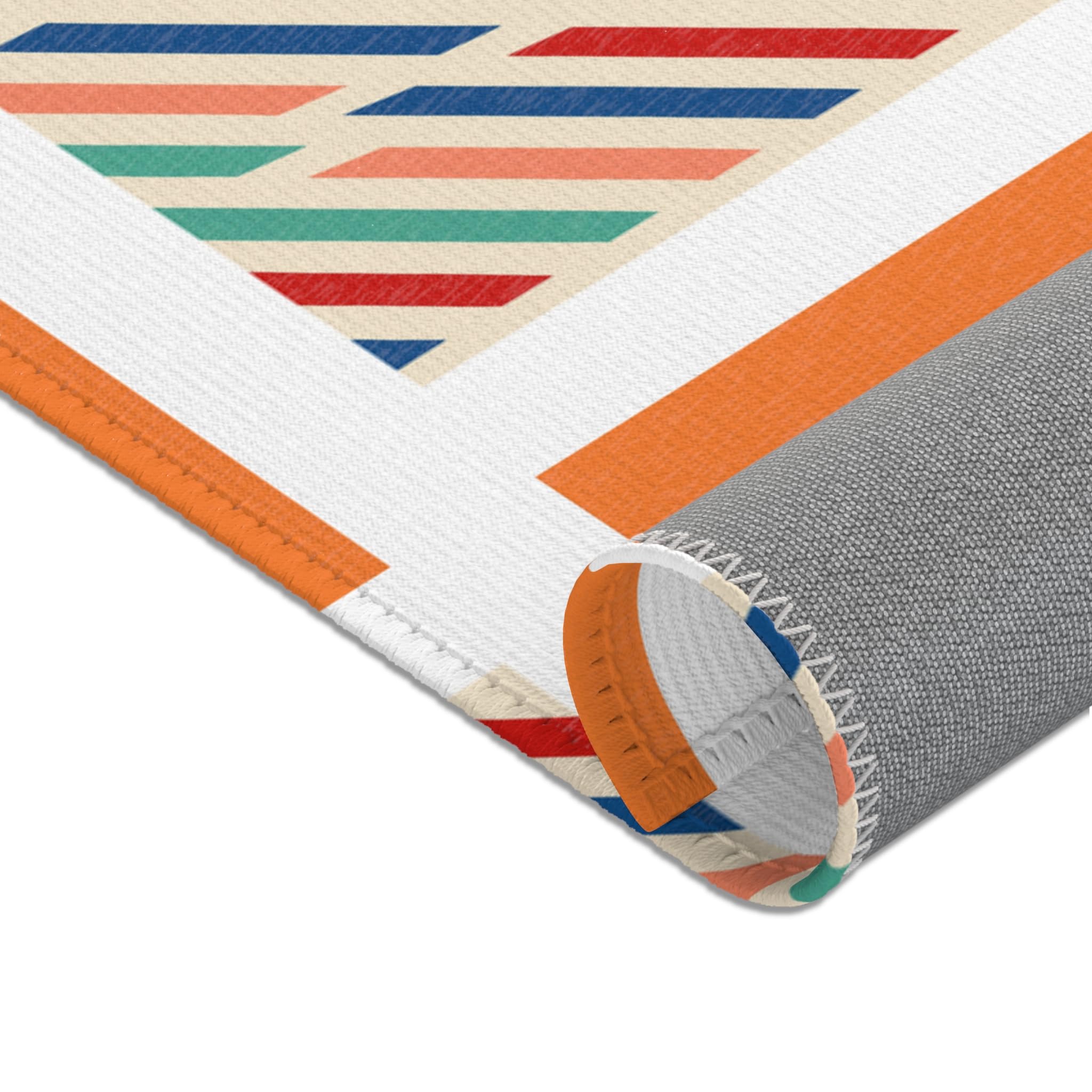 Vibrant Geometric Area Rug - Soft Chenille Home Decor Rug