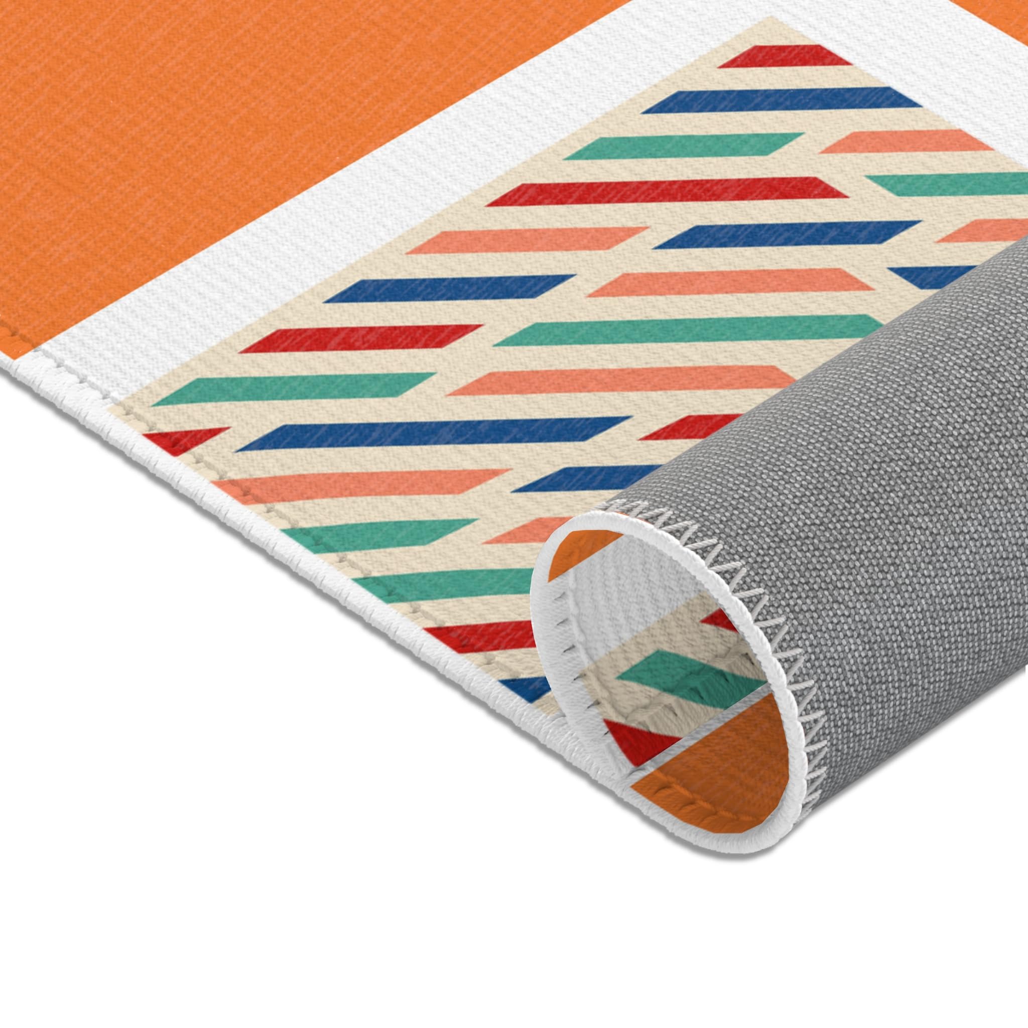 Vibrant Geometric Area Rug - Soft Chenille Home Decor Rug