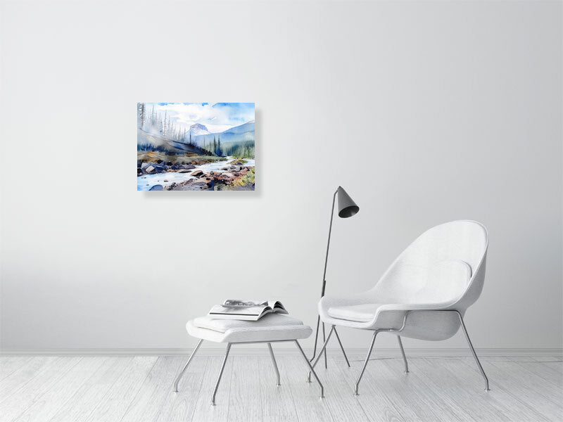 Scenic Landscape Fine Art Print, Nature Wall Art, Home Decor, Gift for Nature Lovers, Watercolor Mountain Art, Serenity Artwork