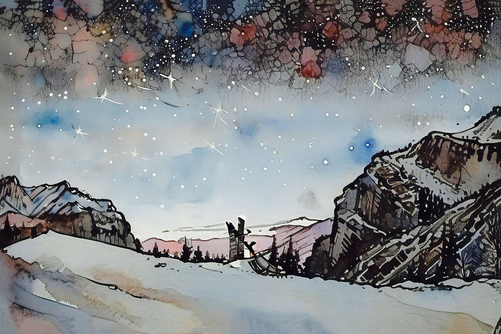 Scenic Canvas Fine Art Print, Mountain Landscape Decor, Starry Night Artwork, Nature Lover Gift, Home Interior Accent, Holiday Decoration