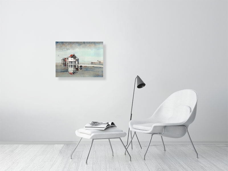 Watercolor Coastal Fine Art Wall Print, Beach Home Decor, Matte Canvas Print, Nautical Gift, Seaside Wall Decor, Summer Vibes