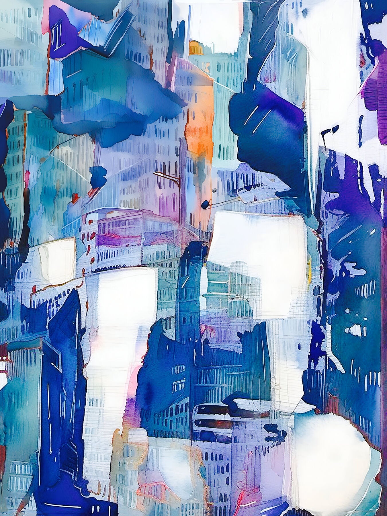 Vibrant Abstract Cityscape Fine Art Print, Modern Wall Decor, Colorful Artwork for Home, Art Gift, Living Room Decor, Office Decoration