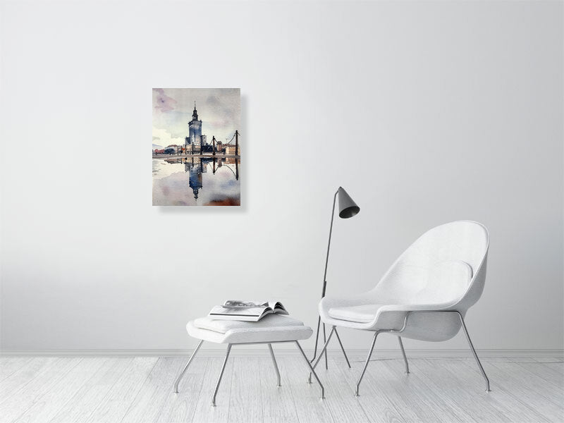 Watercolor Cityscape Canvas Print, Home Decor, Wall Art, Gift for Art Lovers, Modern Decor, Office Decoration