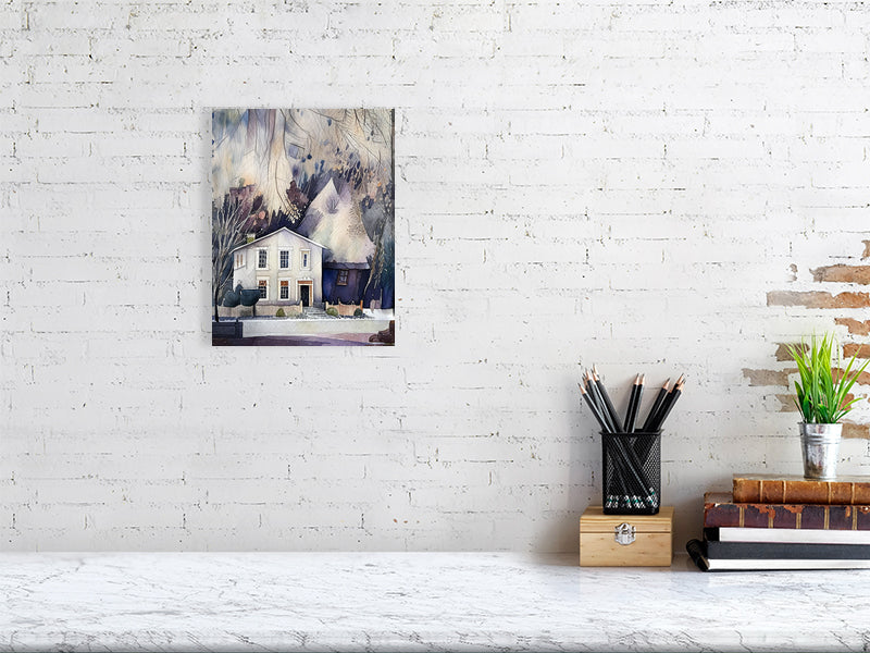 Watercolor Home Canvas Art Print, Modern Wall Decor, Housewarming Gift, Cozy Living Room Decor, Unique Gift for Homeowners