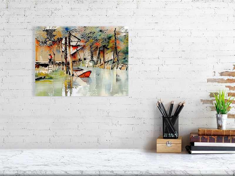 Serene Landscape Fine Art Print, Boat Print for Home Decor, Gift for Nature Lovers, Tranquil Artwork, Perfect for Living Room