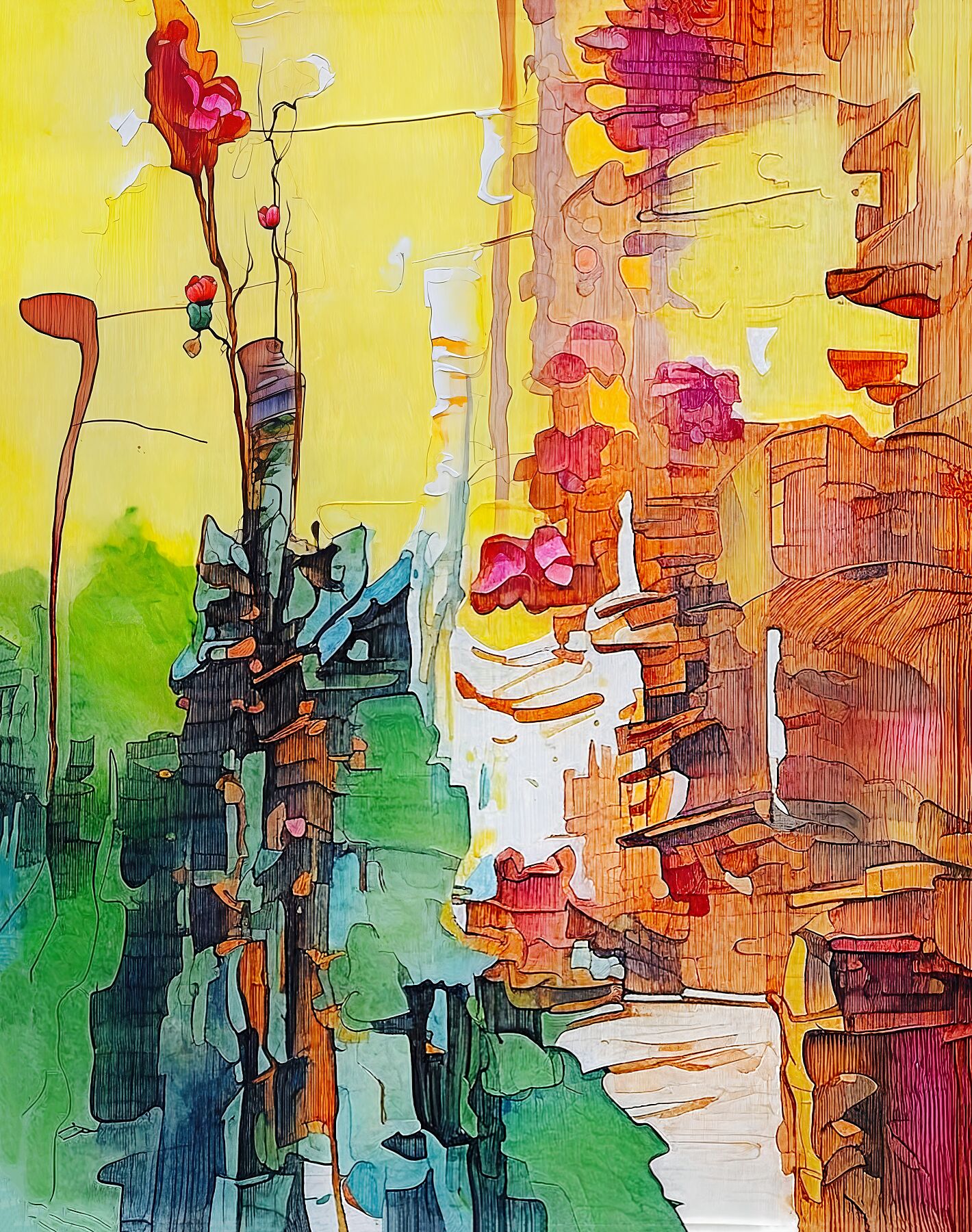 Colorful Urban Abstract Fine Art Print, Home Decor, Gift for Art Lovers, Bright Room Accent, Unique Wall Piece