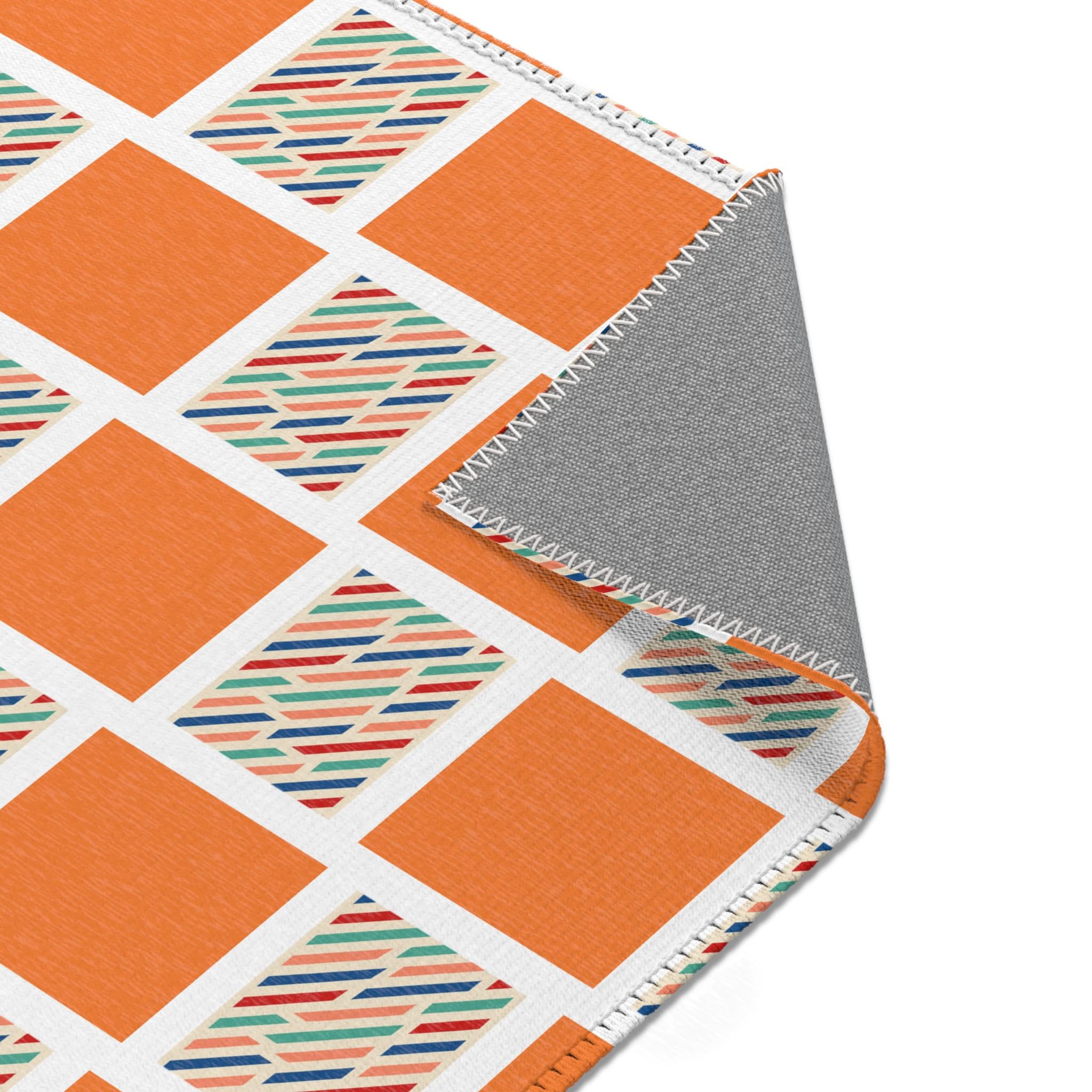 Vibrant Geometric Area Rug - Soft Chenille Home Decor Rug