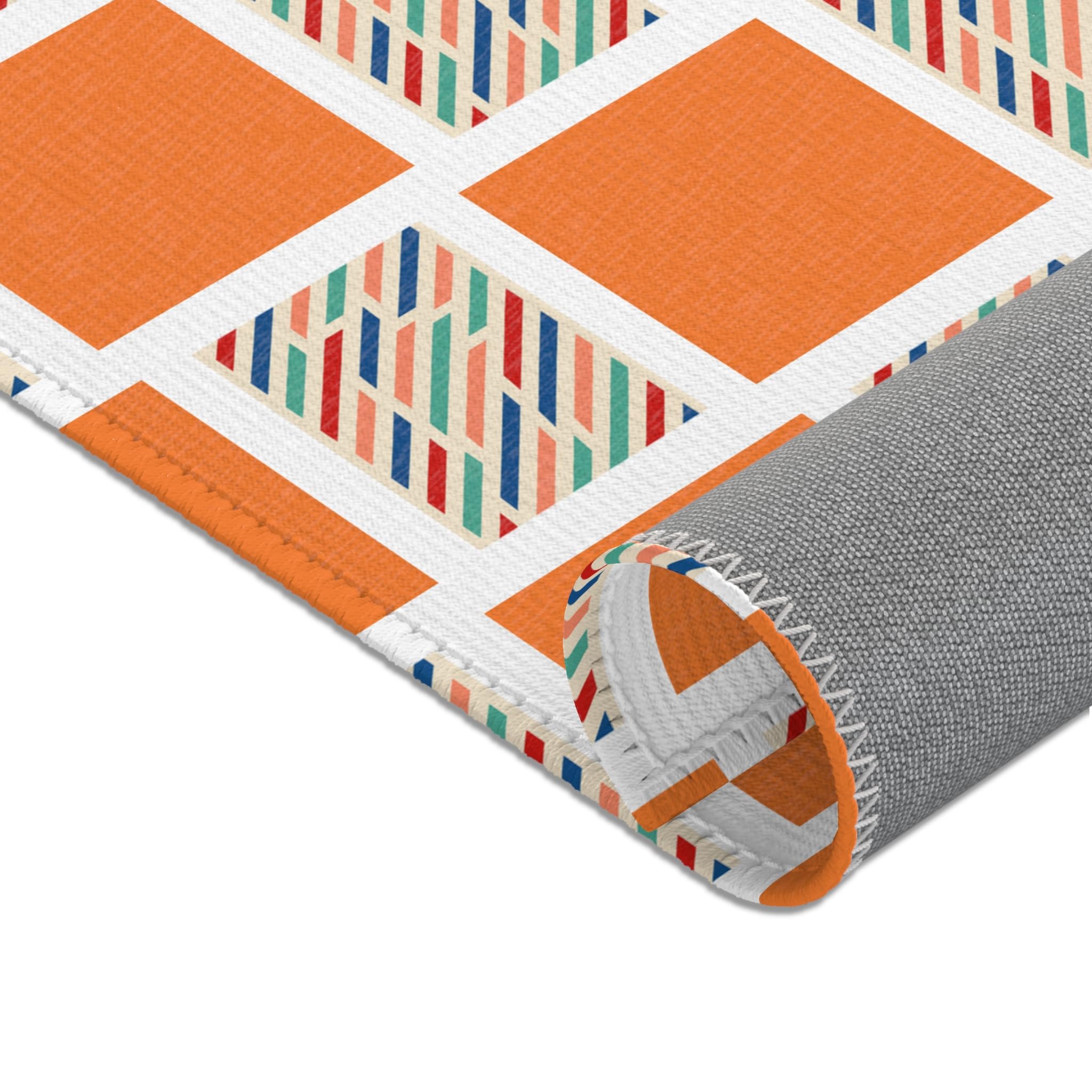 Vibrant Geometric Area Rug - Soft Chenille Home Decor Rug