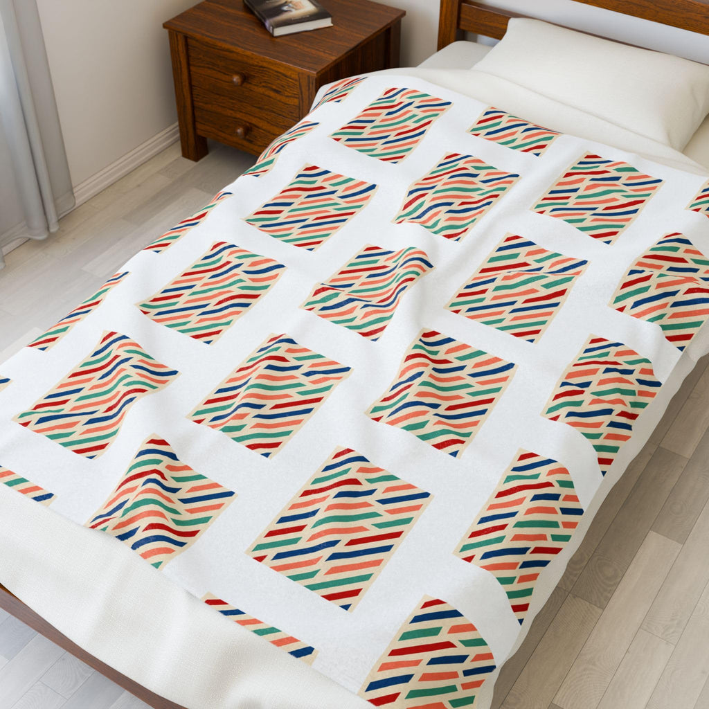 Colorful Striped Velveteen Blanket | Modern Geometric Home Decor