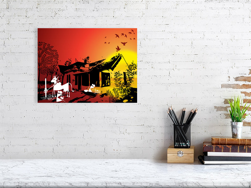 Sunset Tribal Farmhouse Fine Art Print, Rustic Home Decor, Farmhouse Wall Art, Unique Gift, Country Vibes, Kitchen Wall Decor