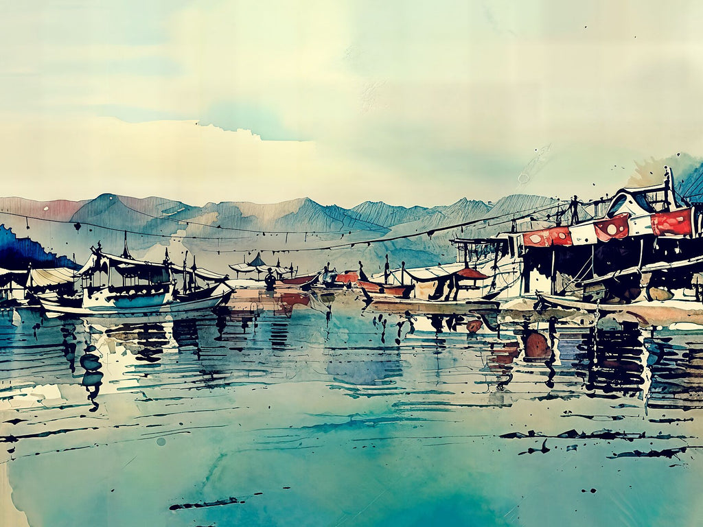 Artistic Fine Art Print - Tranquil Harbor Scene, Wall Decor, Home Decor, Gift for Art Lovers, Coastal Vibe