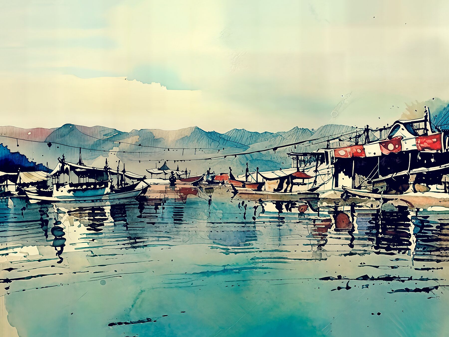 Artistic Fine Art Print - Tranquil Harbor Scene, Wall Decor, Home Decor, Gift for Art Lovers, Coastal Vibe
