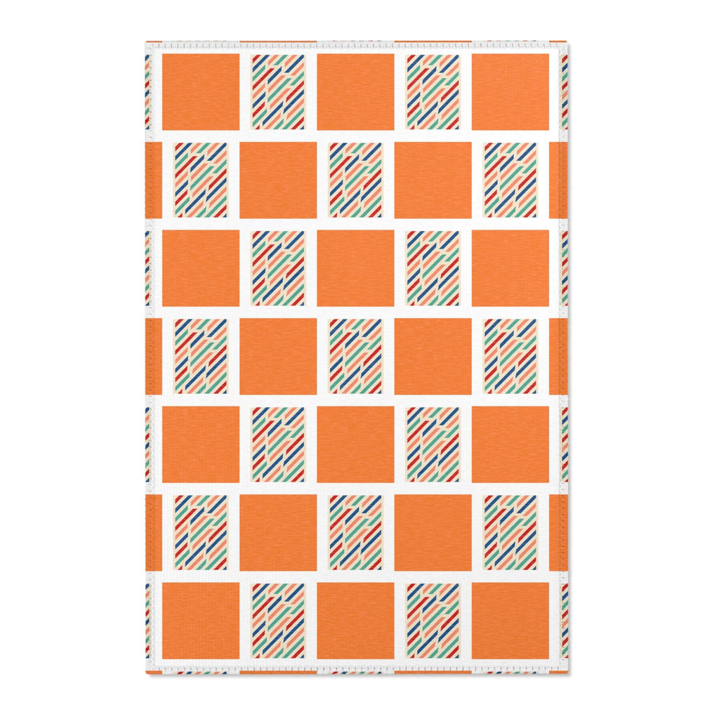 Vibrant Geometric Area Rug - Soft Chenille Home Decor Rug