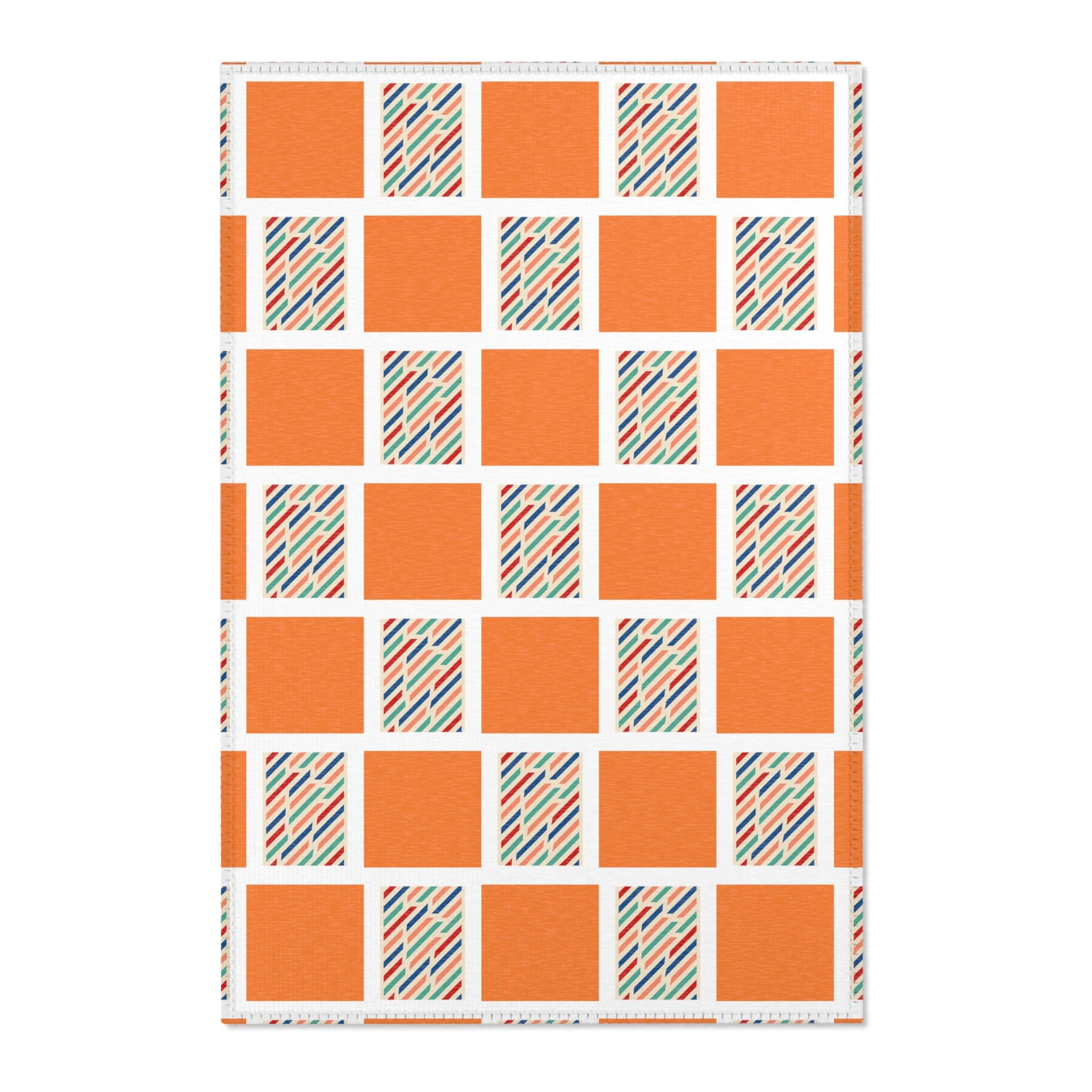 Vibrant Geometric Area Rug - Soft Chenille Home Decor Rug