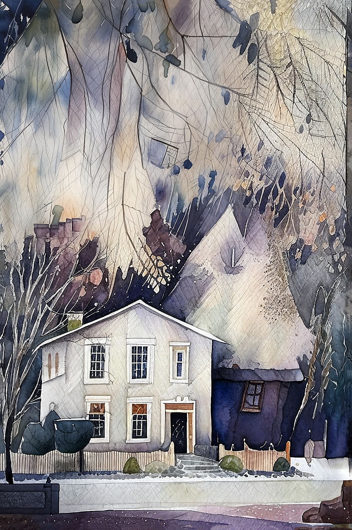 Watercolor Home Canvas Art Print, Modern Wall Decor, Housewarming Gift, Cozy Living Room Decor, Unique Gift for Homeowners