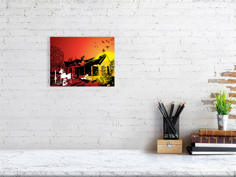 Sunset Tribal Farmhouse Fine Art Print, Rustic Home Decor, Farmhouse Wall Art, Unique Gift, Country Vibes, Kitchen Wall Decor