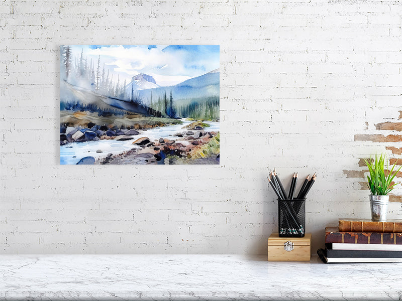 Scenic Landscape Fine Art Print, Nature Wall Art, Home Decor, Gift for Nature Lovers, Watercolor Mountain Art, Serenity Artwork