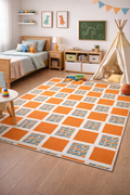 Vibrant Geometric Area Rug - Soft Chenille Home Decor Rug
