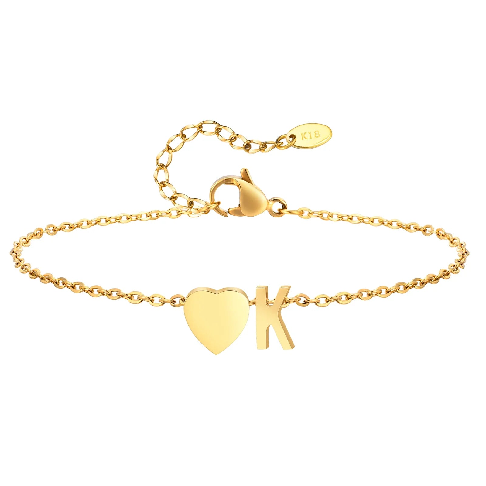 Women Heart Initial Stainless Steel Personalized Anklet Bracelets