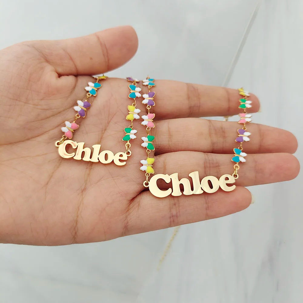 Customized Butterfly Heart Name Necklace