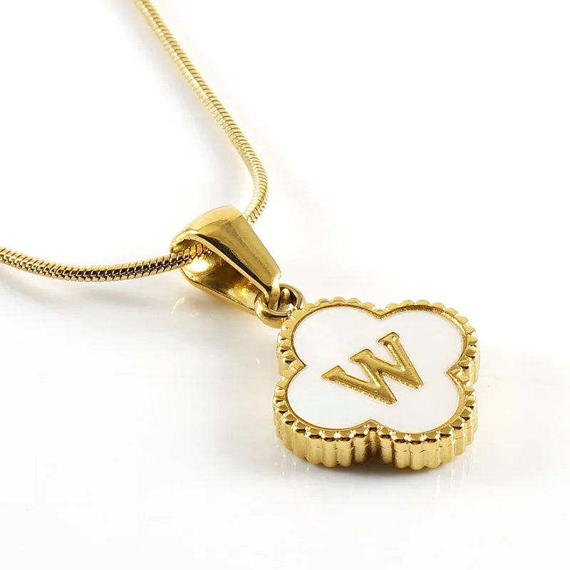 Lucky Clover Stainless Steel Pendant Necklace