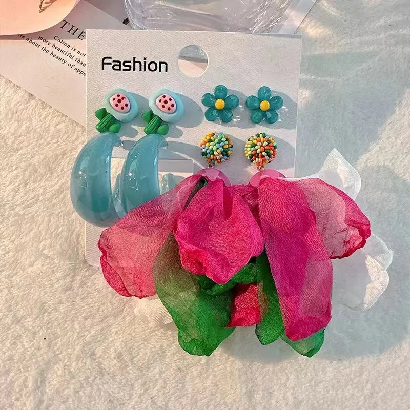 Handmade Cotton Long Tassel  Earrings