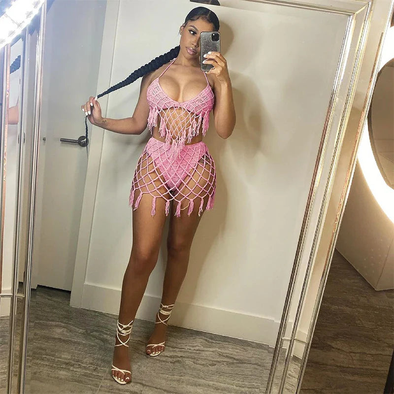 Adogirl Summer Beach  Crochet two piece swimsuit