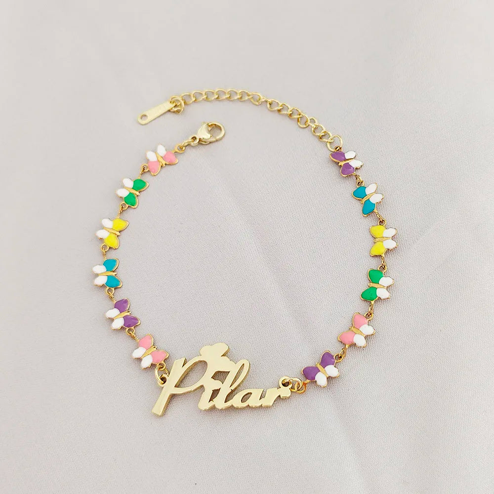 Customized Butterfly Heart Name Necklace