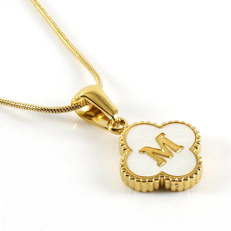 Lucky Clover Stainless Steel Pendant Necklace