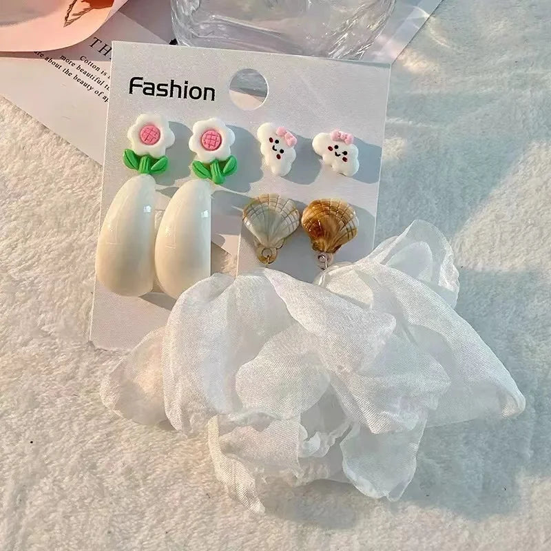 Handmade Cotton Long Tassel  Earrings