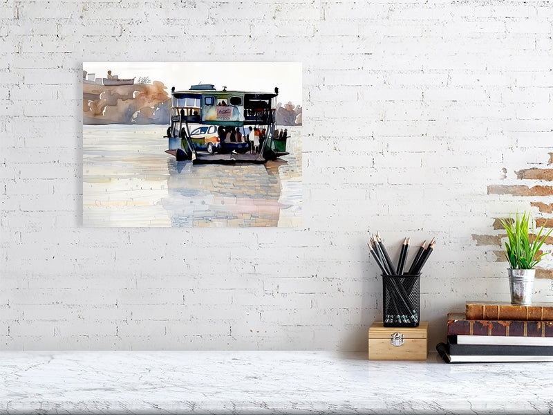 Watercolor Ferry Fine Art Print, Home Decor, Nautical Wall Art, Coastal Aesthetics, Boat Lover Gift, Interior Design